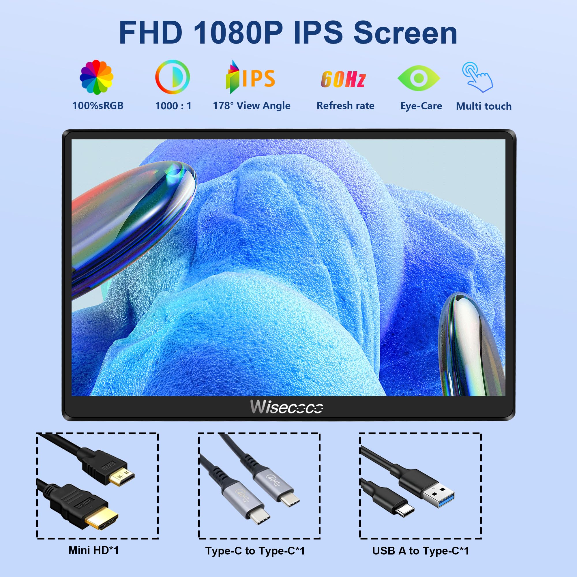 Amazon.com: wisecoco 7 inch Portable Monitor Touchscreen IPS 1080P